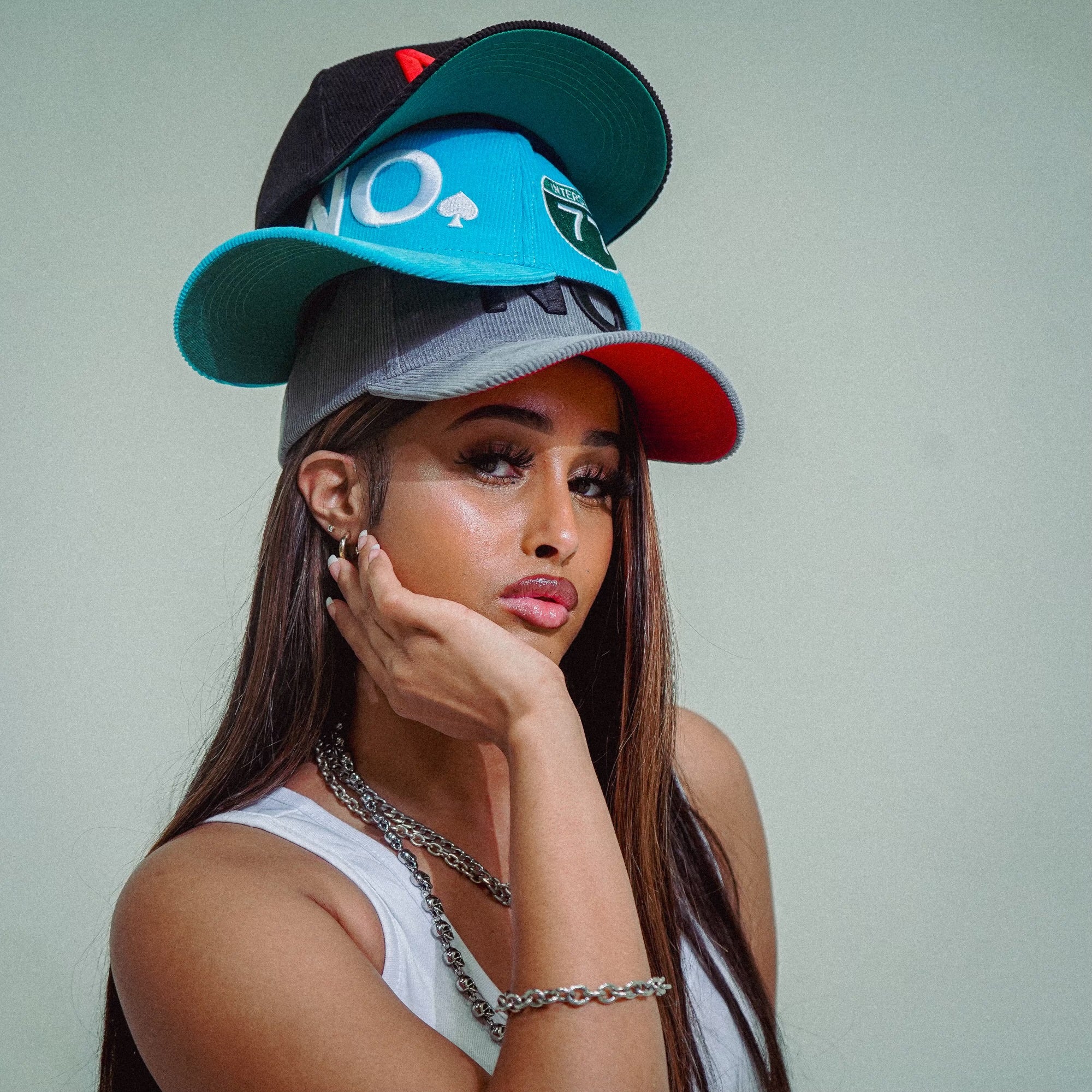 "NO" A-FRAME HAT (GRAY/BLACK/RED)