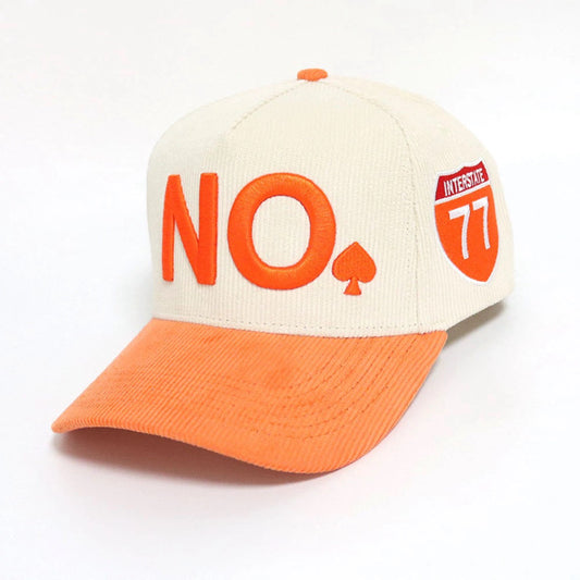 "NO" A-FRAME HAT (CREAM/ORANGE)