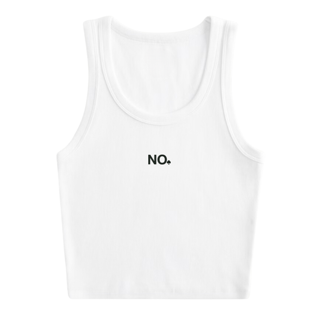 "NO" WOMEN'S CROPPED TANK (WHITE/BLACK)