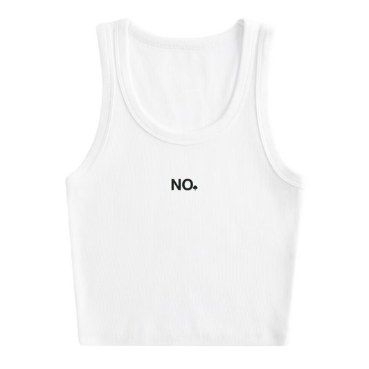 "NO" WOMEN'S CROPPED TANK (WHITE/BLACK)